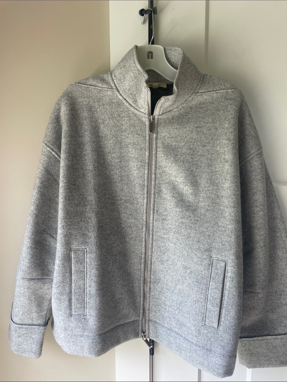 Madewell Gray Full-Zip Bomber Jacket
